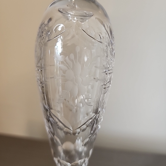 set of 2 vintage glass candle holders with bobeches, clear, glass, 10" tall - Picture 13 of 13